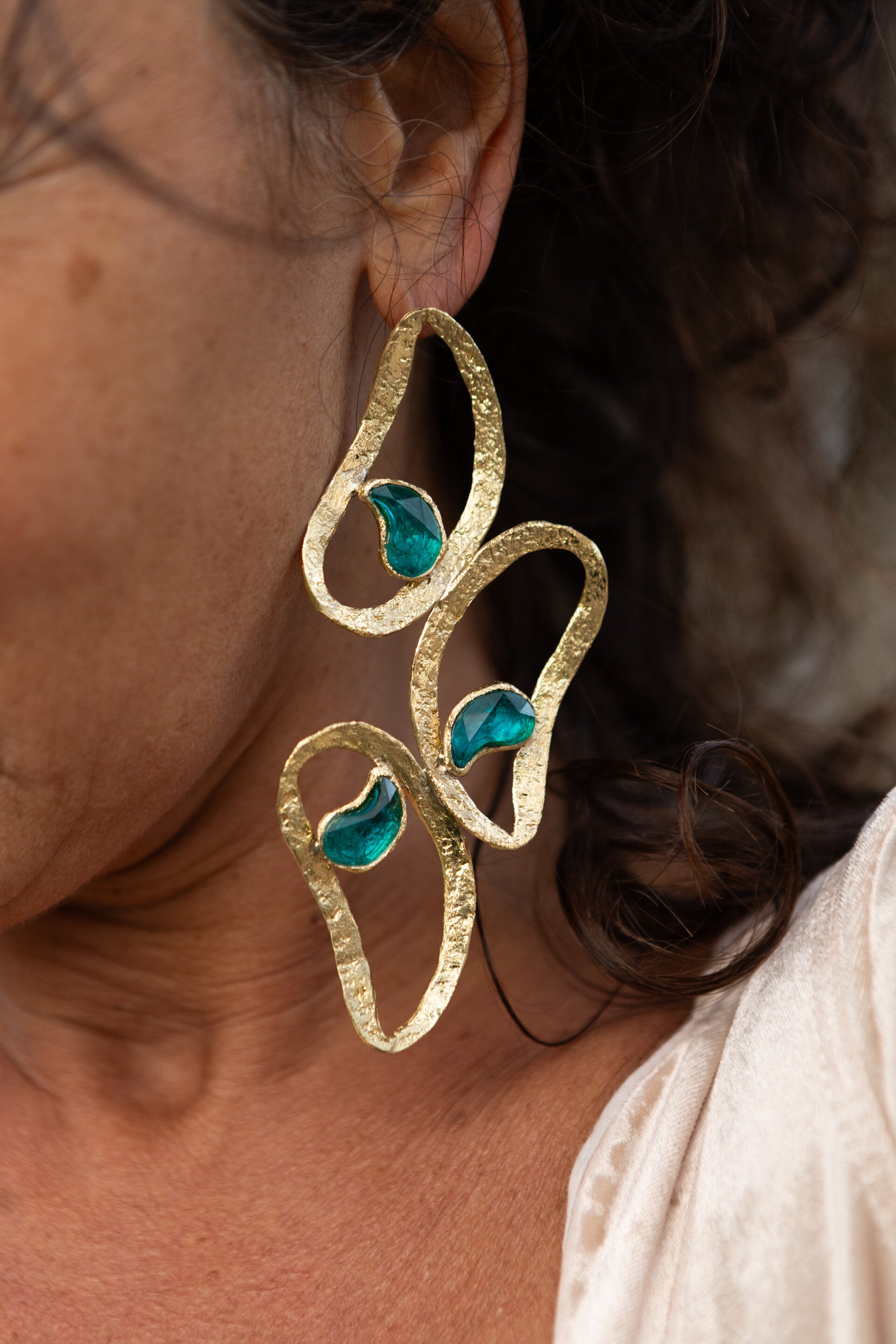 Boucles d'oreille — Émaux turquoise