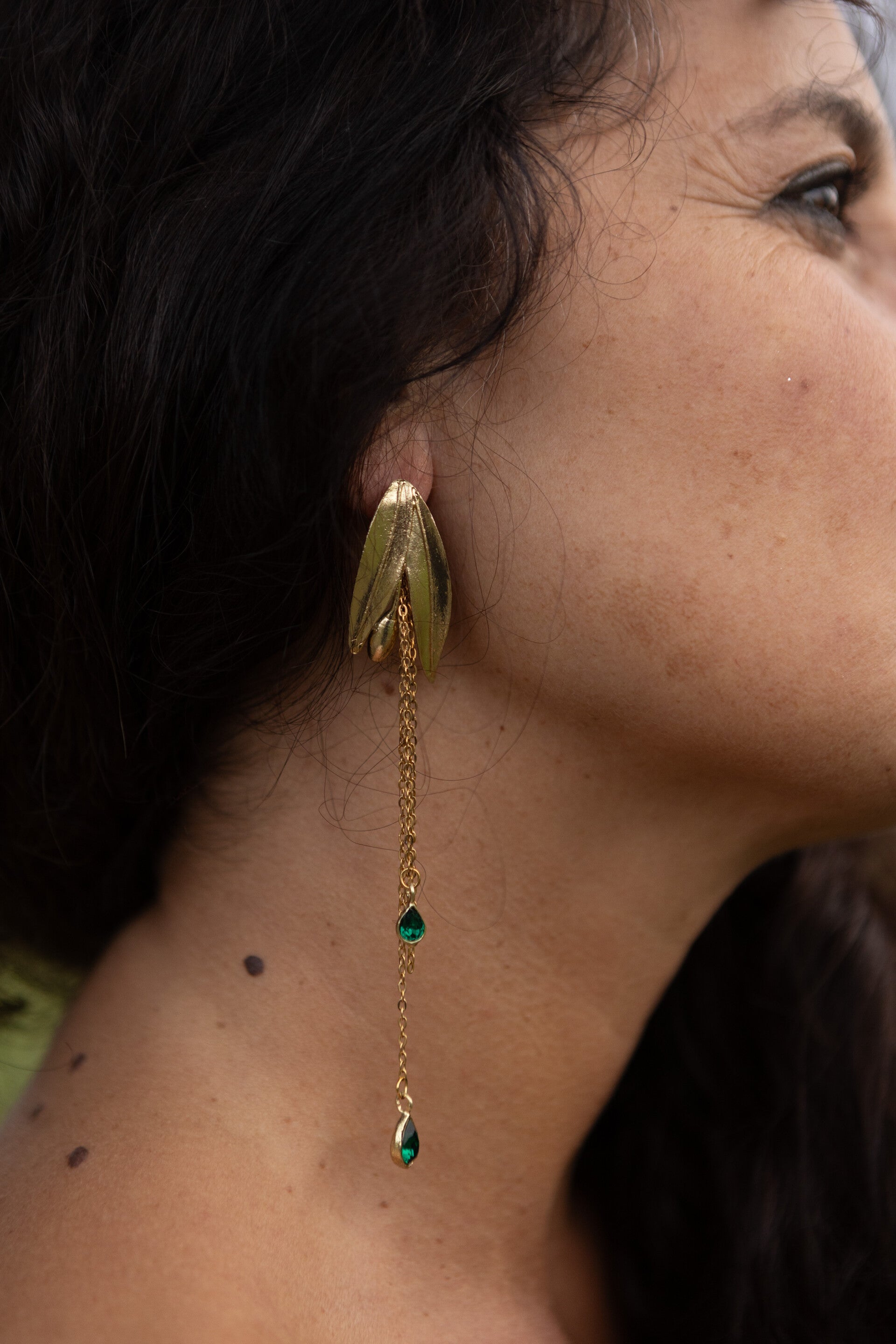 Boucles d'oreille — Feuilles vertes