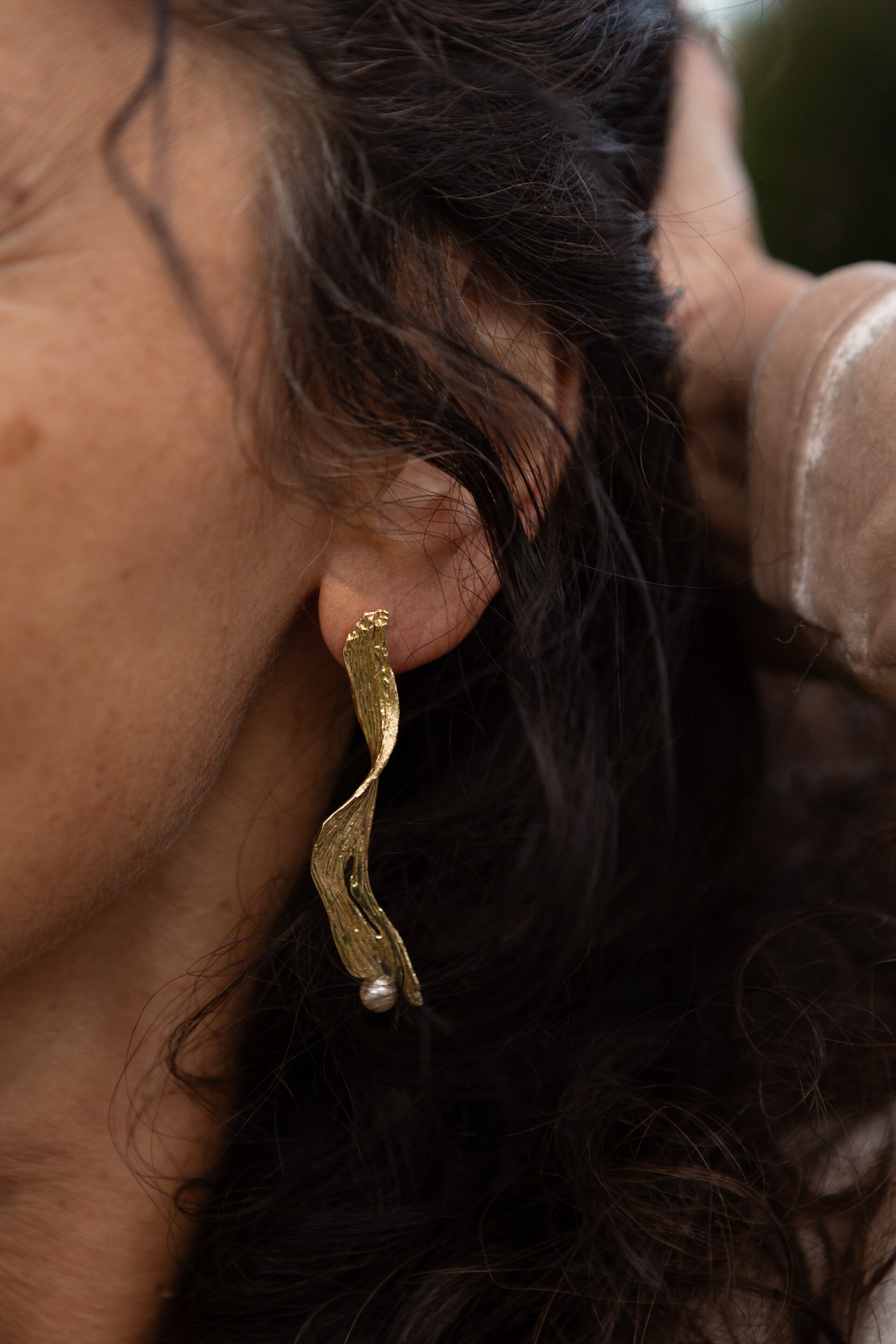 Boucles d'oreille — Algue d'or