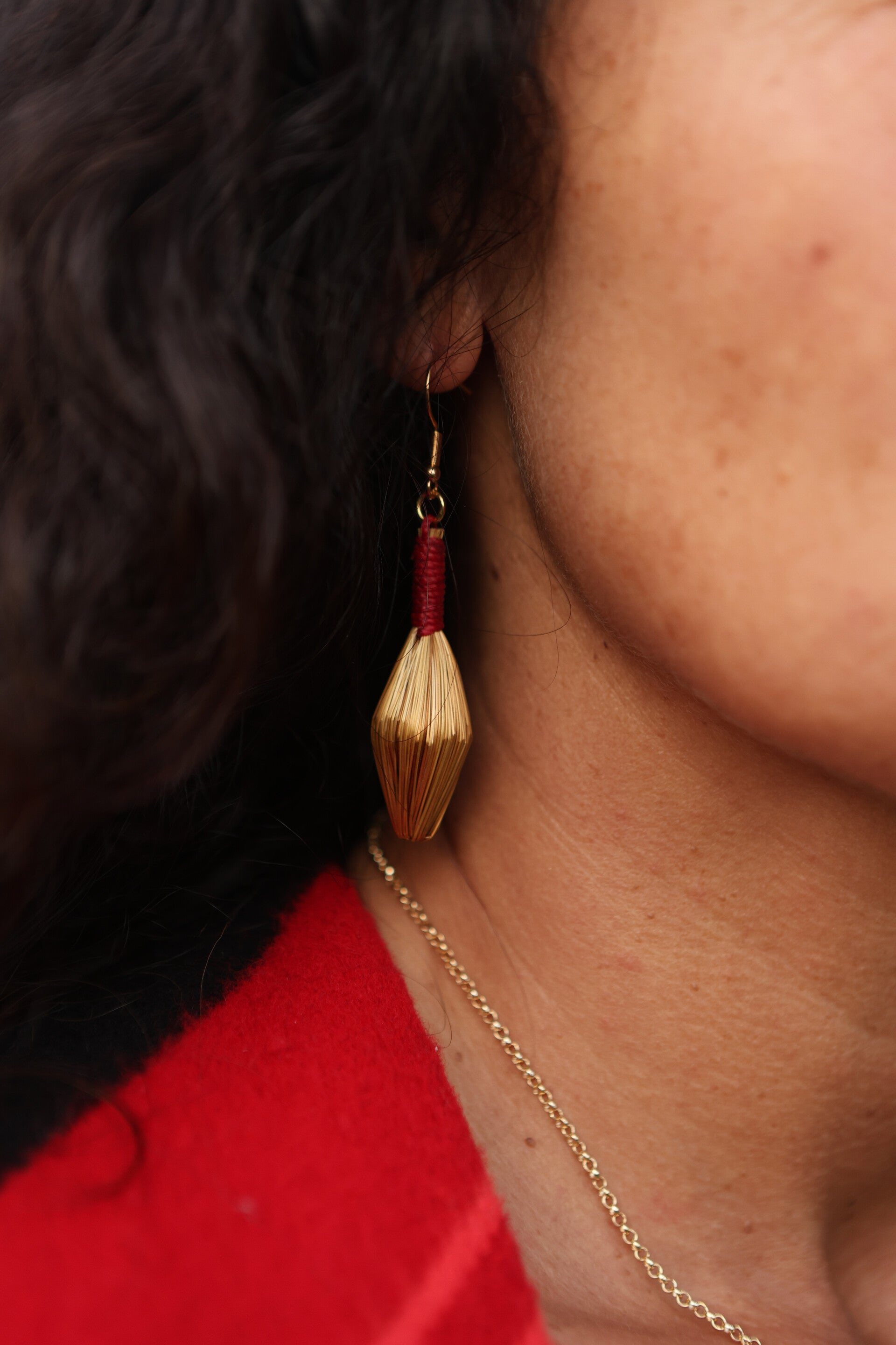 Boucles d'oreille — Paille rouge