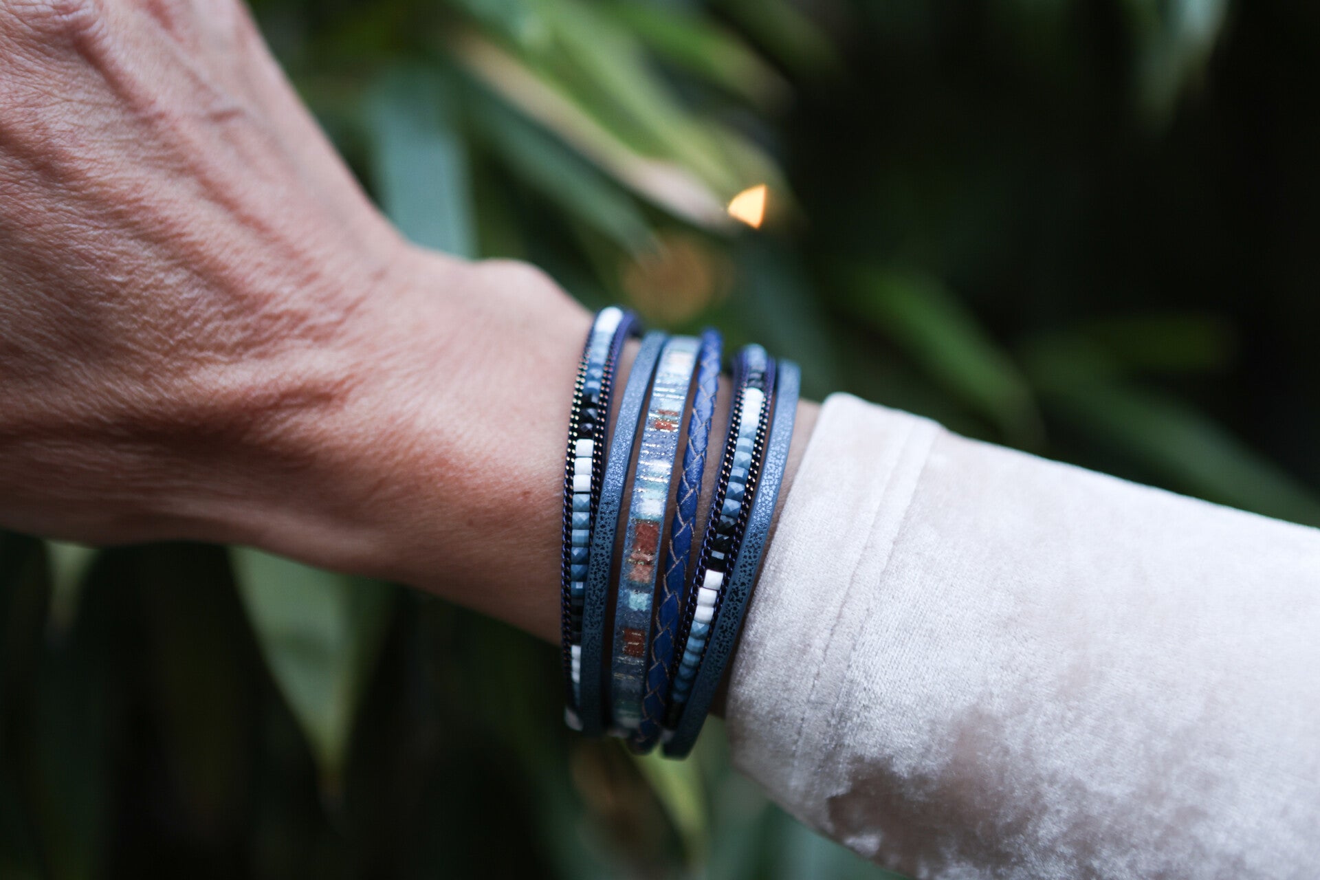 Bracelets — Cuir bleu