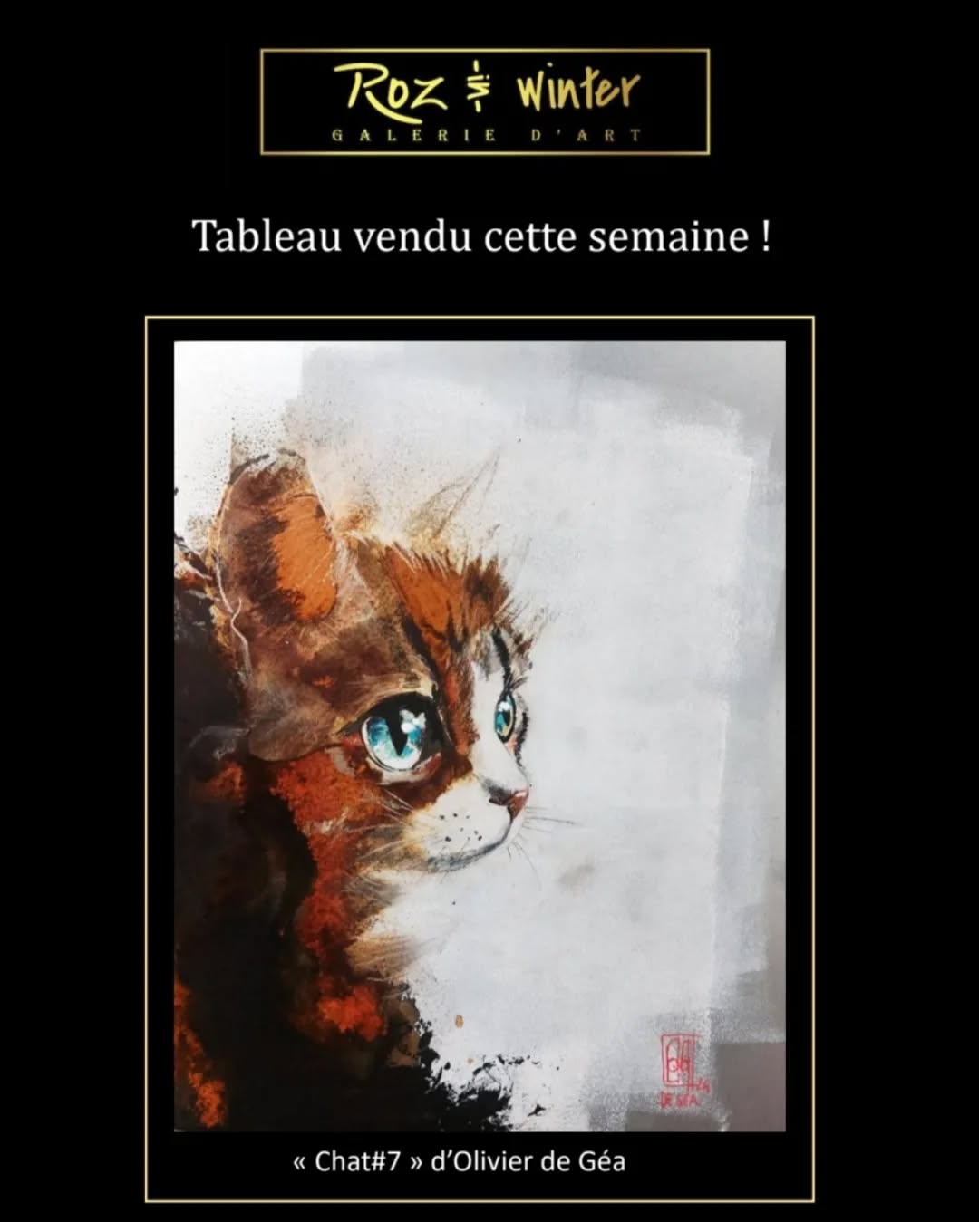 vendu cette semaine "Chat#7" d'Olivier de Géa @tous #barbizon #fontainebleau #ar