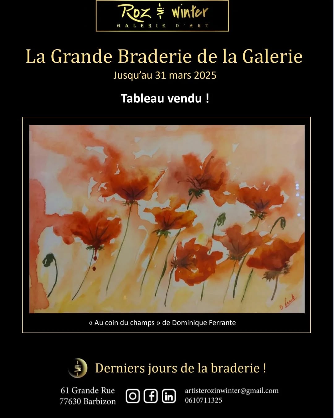 Œuvre"Au coin du champs" de Dominique Ferrante, vendue. La Grande Braderie de la