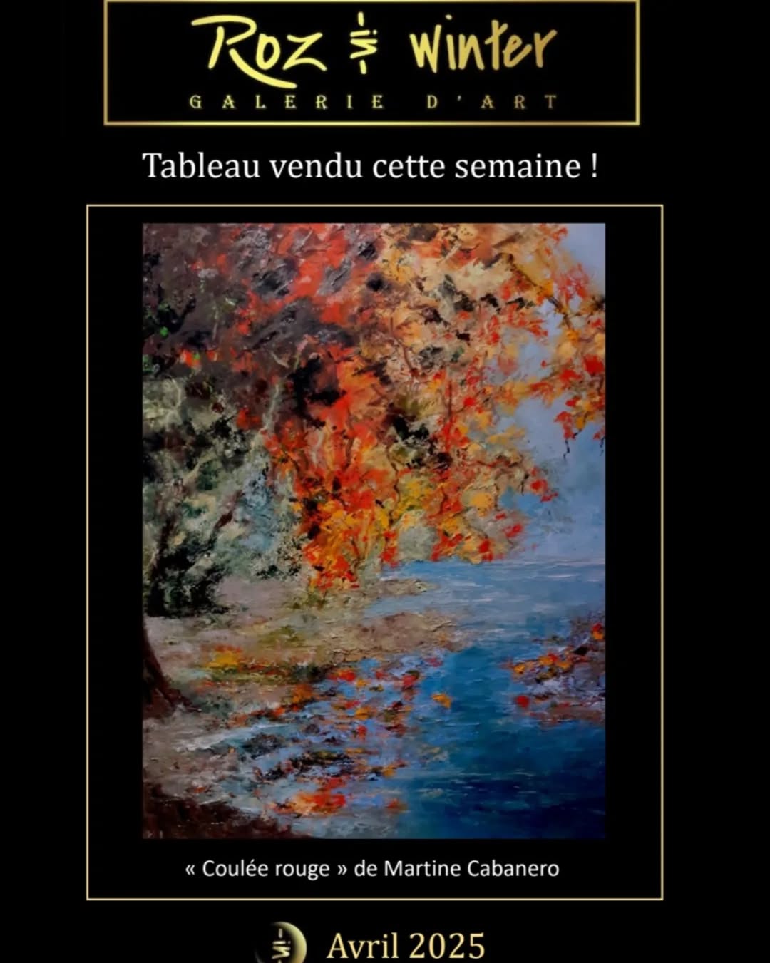 Œuvre "Coulée rouge" de Martine Cabanero, vendue. Galerie Roz in Winter 61 grand