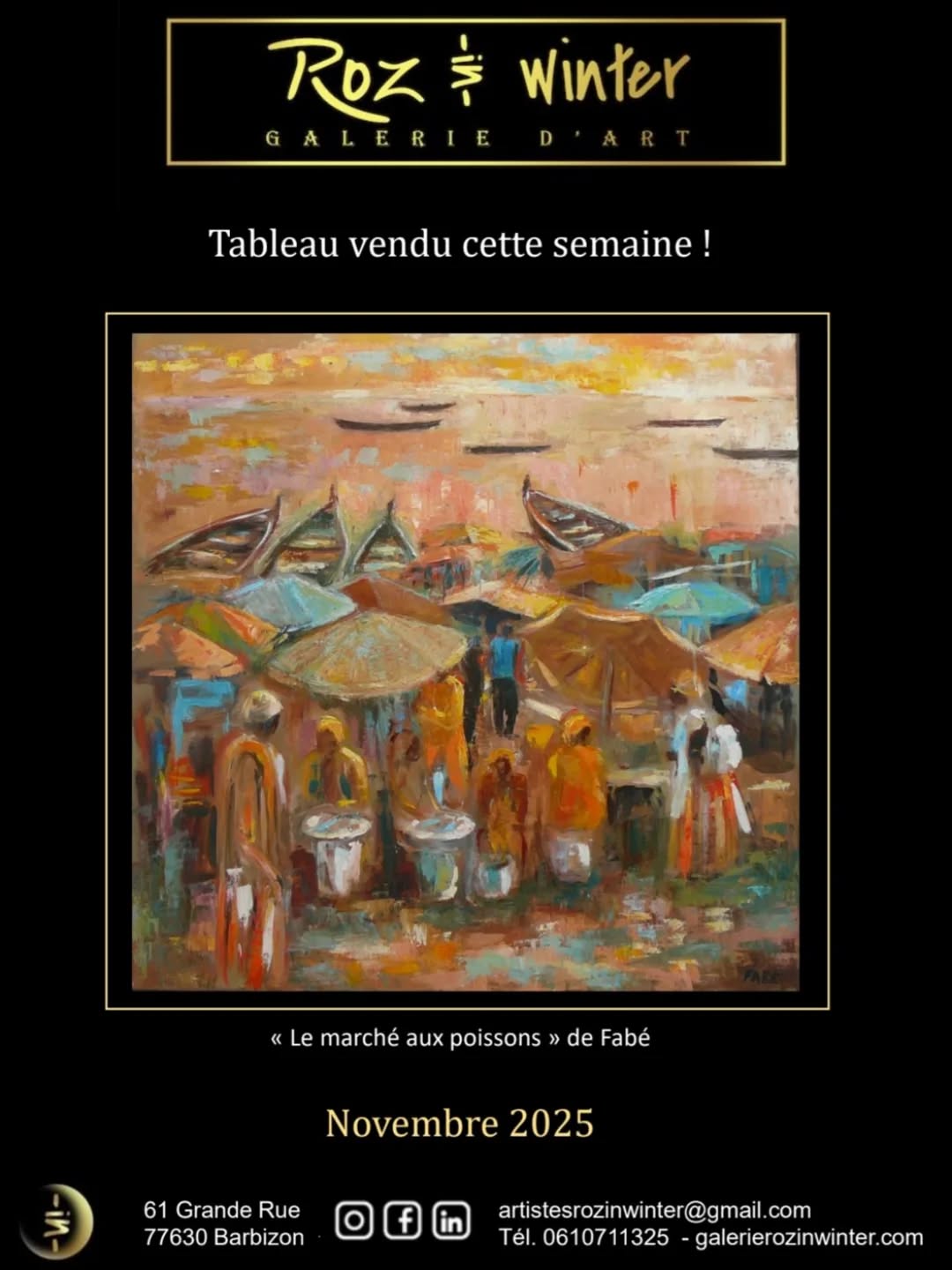 Tableau de Fabé vendu cette semaine ! "Le marché aux poissons" de Fabé Technique