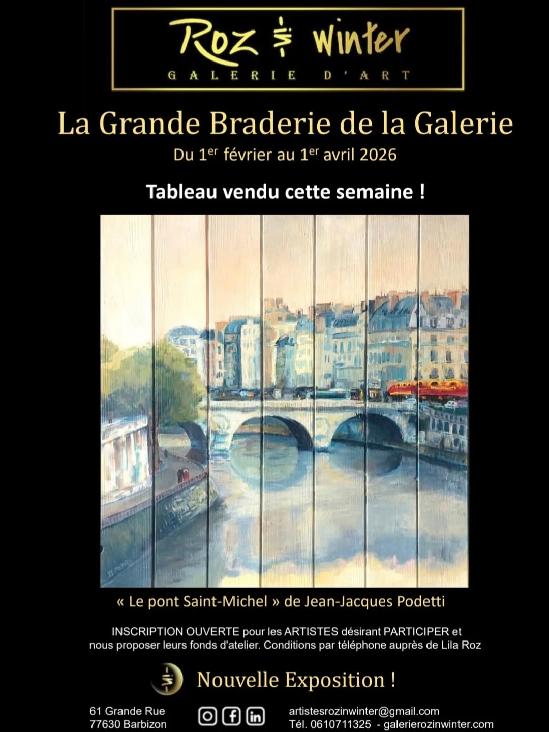 Tableau vendu de Jean-Jacques Podetti "Le pont de Saint-Michel" De multiples œuv