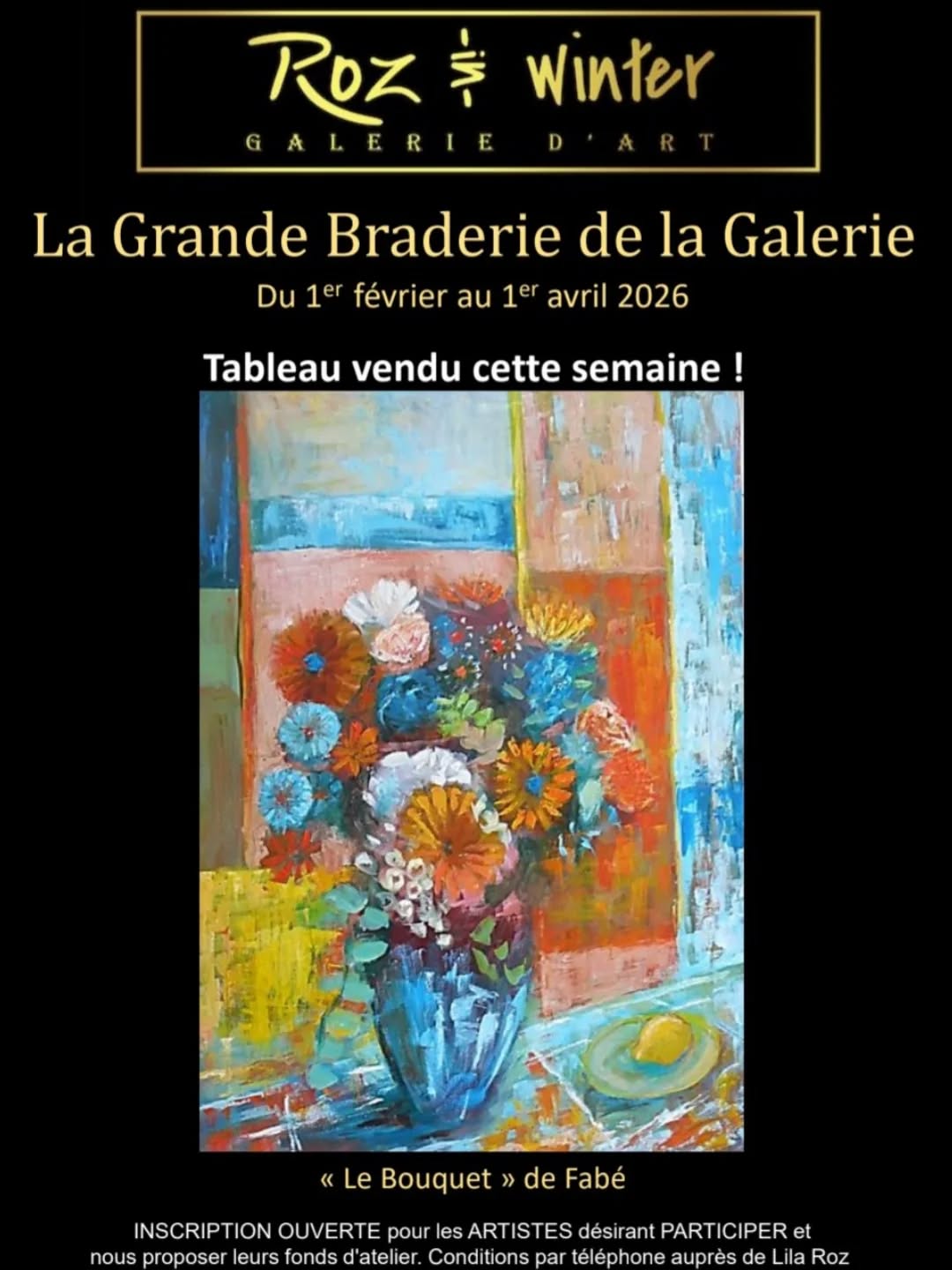 Tableau vendu ! "Le bouquet" de Fabé De multiples œuvres vous attendent à la gal