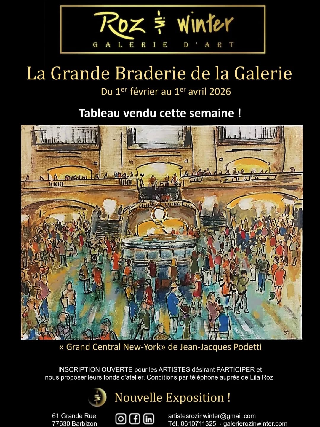 Tableau vendu ! "Grand Central New-York" de Jean-Jacques Podetti De multiples œu