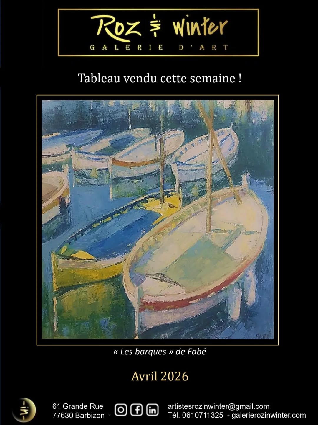 Tableau vendu cette semaine ! de Fabé Titre : Les barques Au plaisir de vous