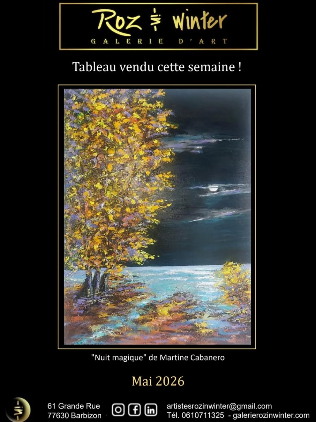Tableau vendu cette semaine ! de Martine Cabanero Titre : Nuit magique