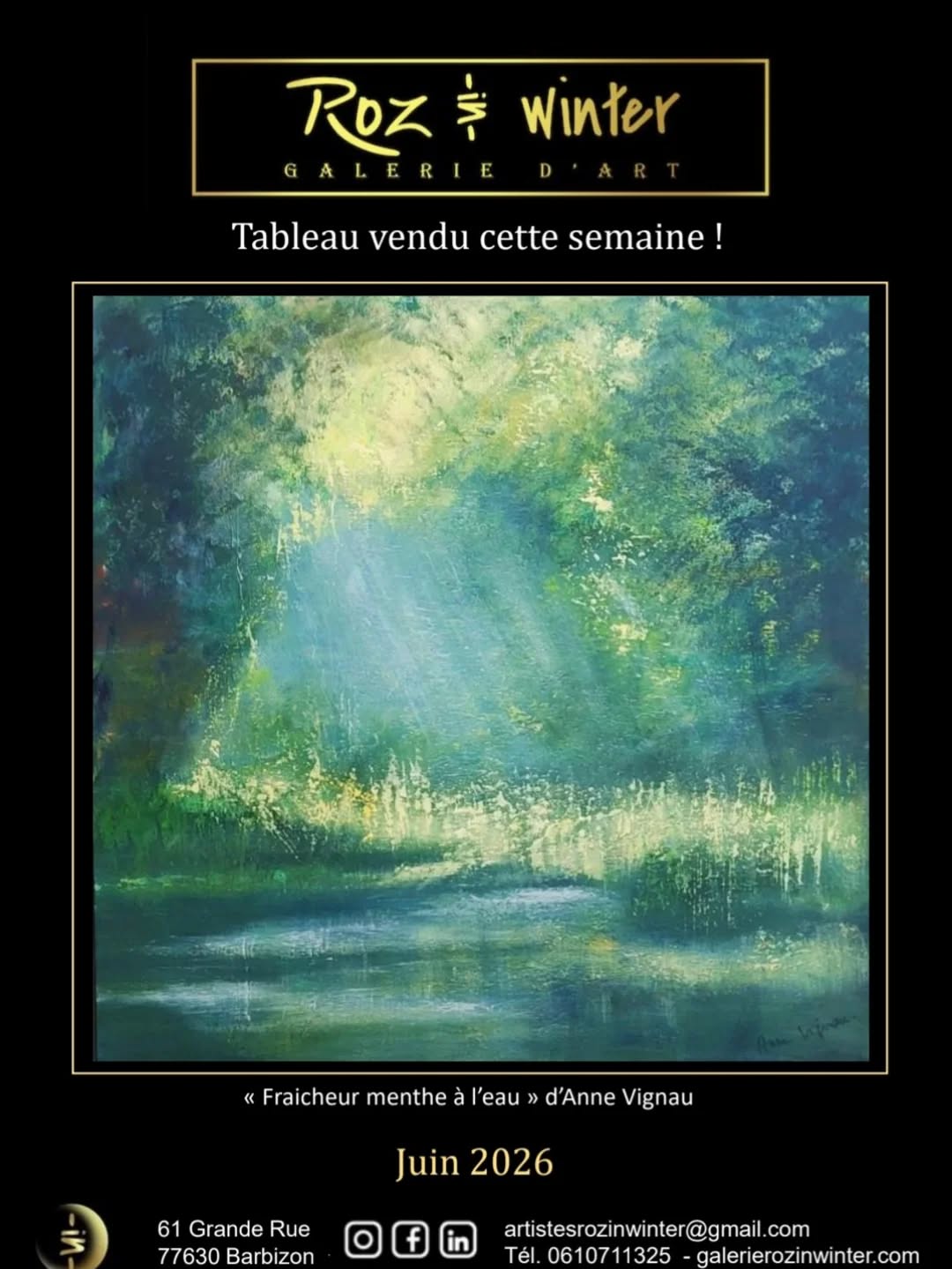 Tableau vendu cette semaine ! "Fraîcheur menthe à l'eau" d'Anne Vignau A