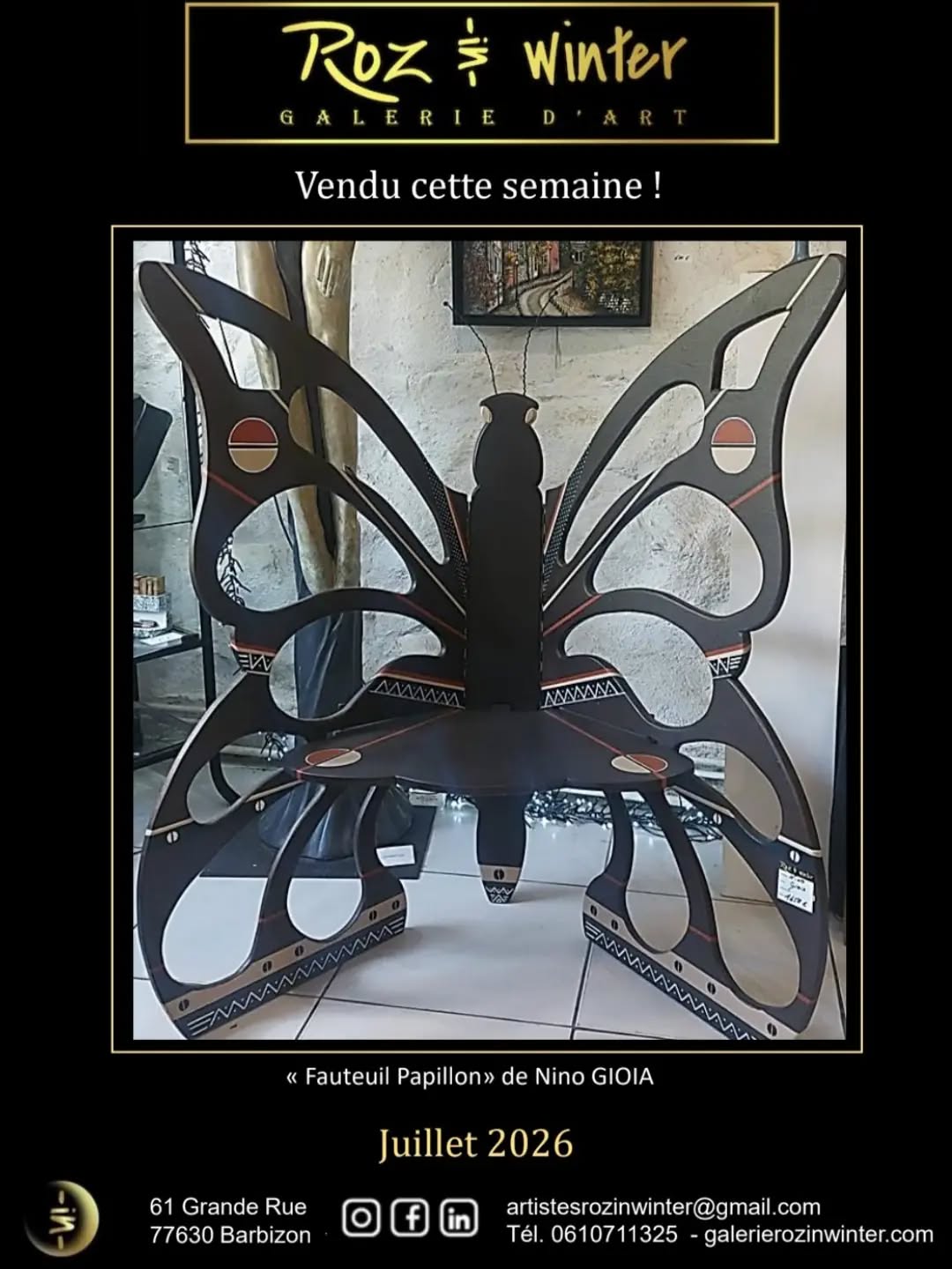 Vendu cette semaine ! Création orginale en bois "Fauteuil papillon" de Nino Gioi