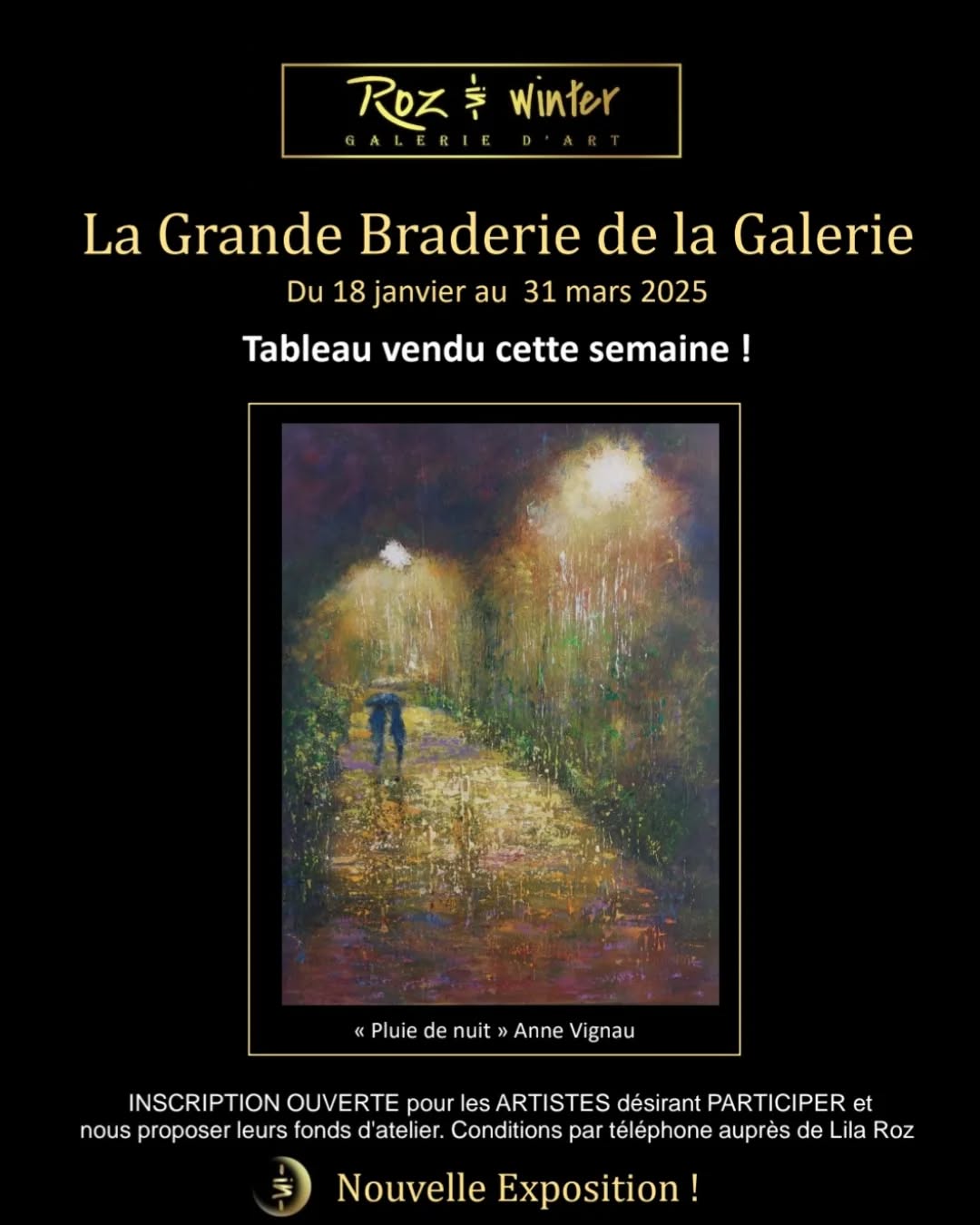 Tableau vendu cette semaine " Pluie de nuit " d'Anne Vignau @tous #barbizon #fon