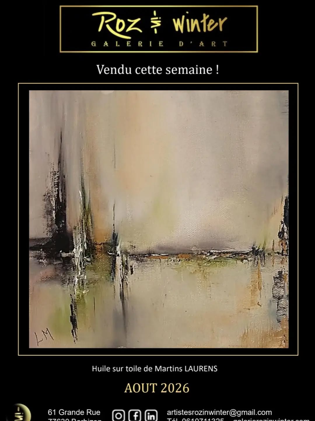 Vendu cette semaine ! Tableau de Laurence Martins, huile sur toile.